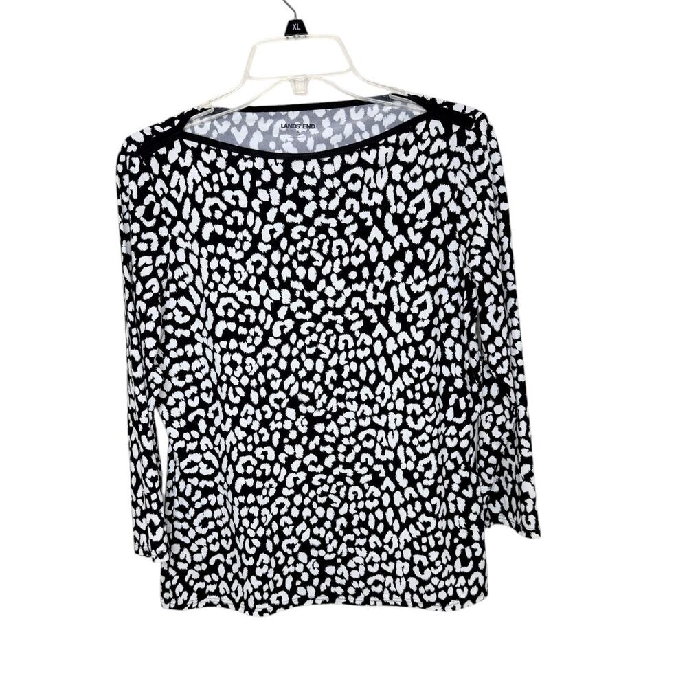 Lands End Leopard Print Long Sleeve shirt top Size S